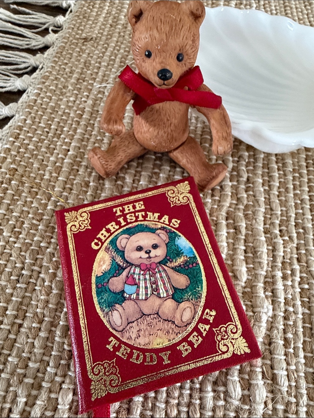 1984 Kurt S. Adler The Christmas Teddy Bear Book Ornament and Dept 56 Bear Orn.